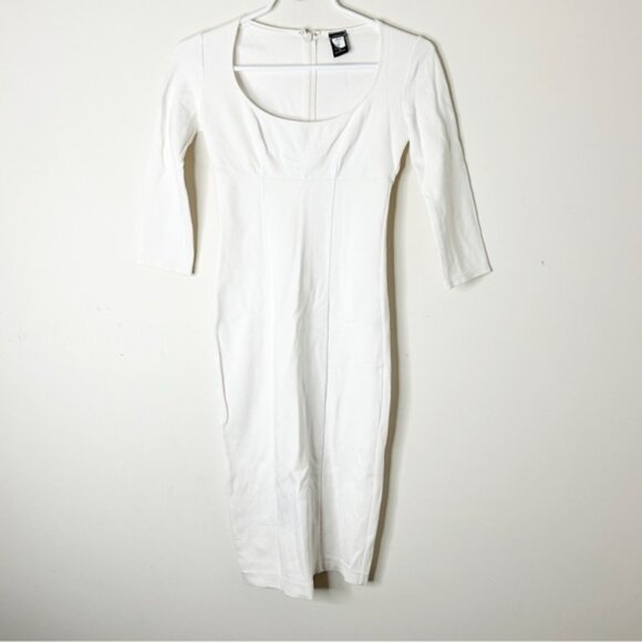 Victoria's Secret Moda Bodycon Mini Dress 3/4 Sleeves White Y2k 2000s Size 0 - Picture 4 of 14